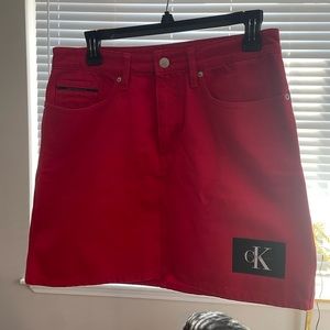 Red and Black Calvin Klein Jean Skirt